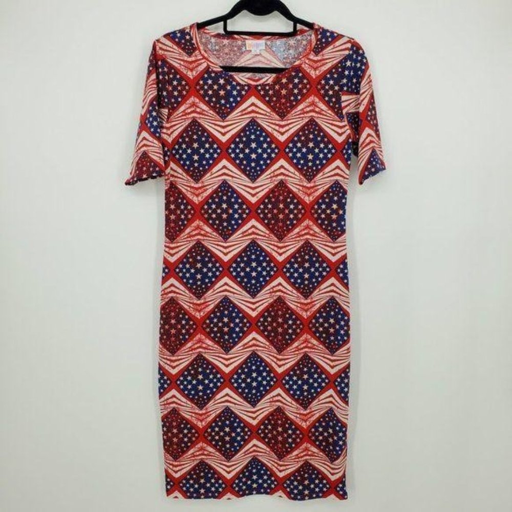 Lularoe Stars and Stripe Bodycon Julia Dress Sz M